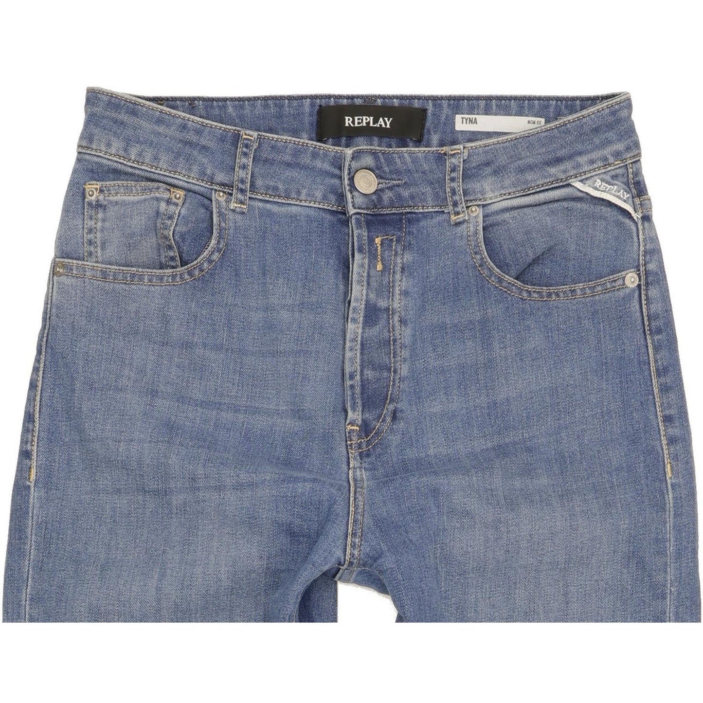 Replay Tyna Blue Straight Slim Mom Stretch Jeans High Waisted W28 L26
