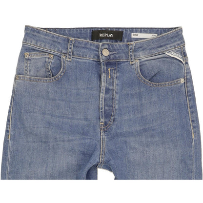 Replay Tyna Blue Straight Slim Mom Stretch Jeans High Waisted W28 L26
