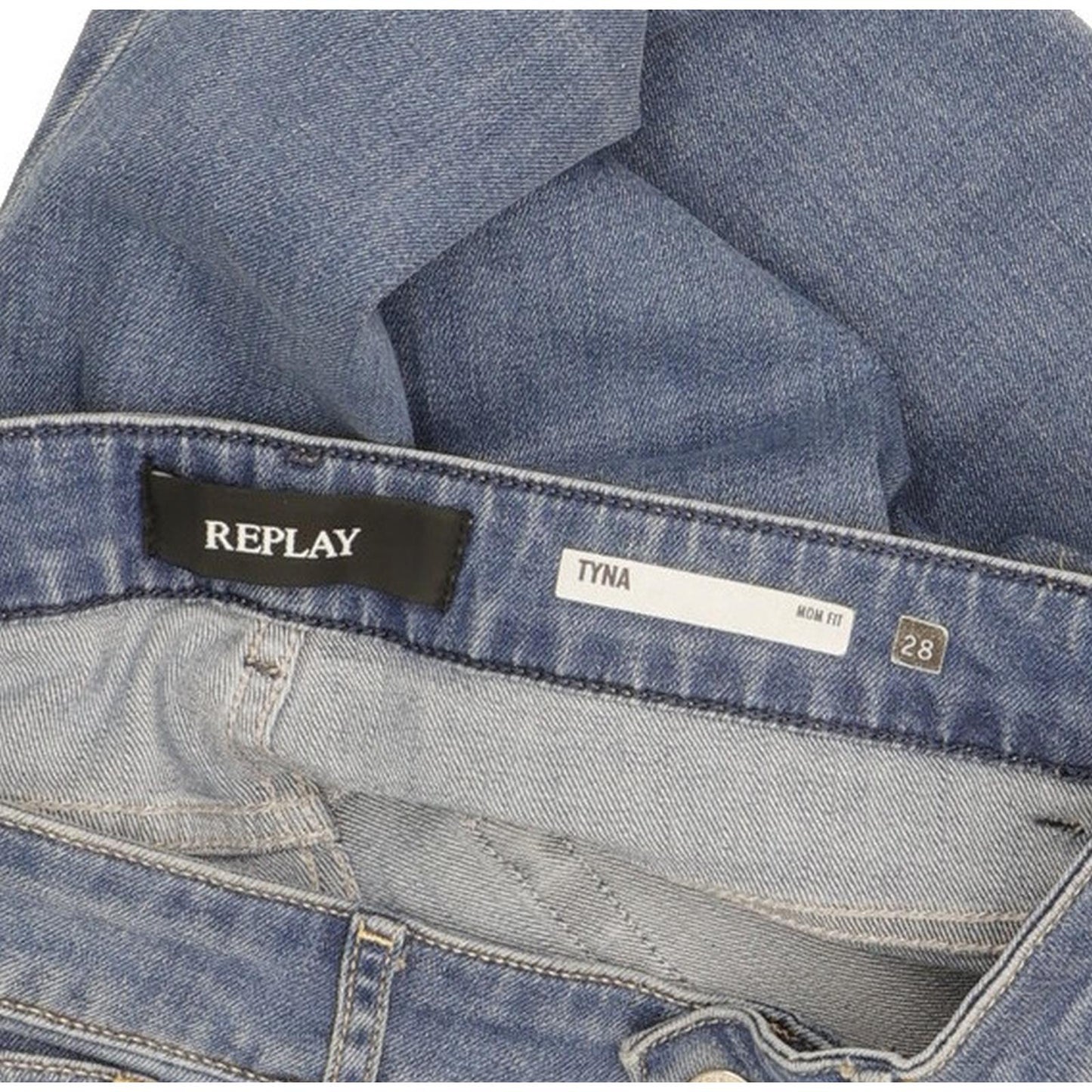 Replay Tyna Blue Straight Slim Mom Stretch Jeans High Waisted W28 L26