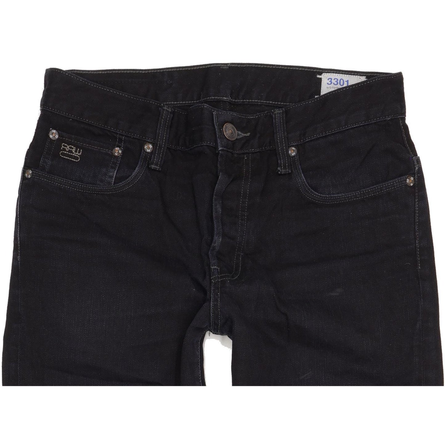 G-Star 3301 Men Black Straight Regular Jeans W32 L33