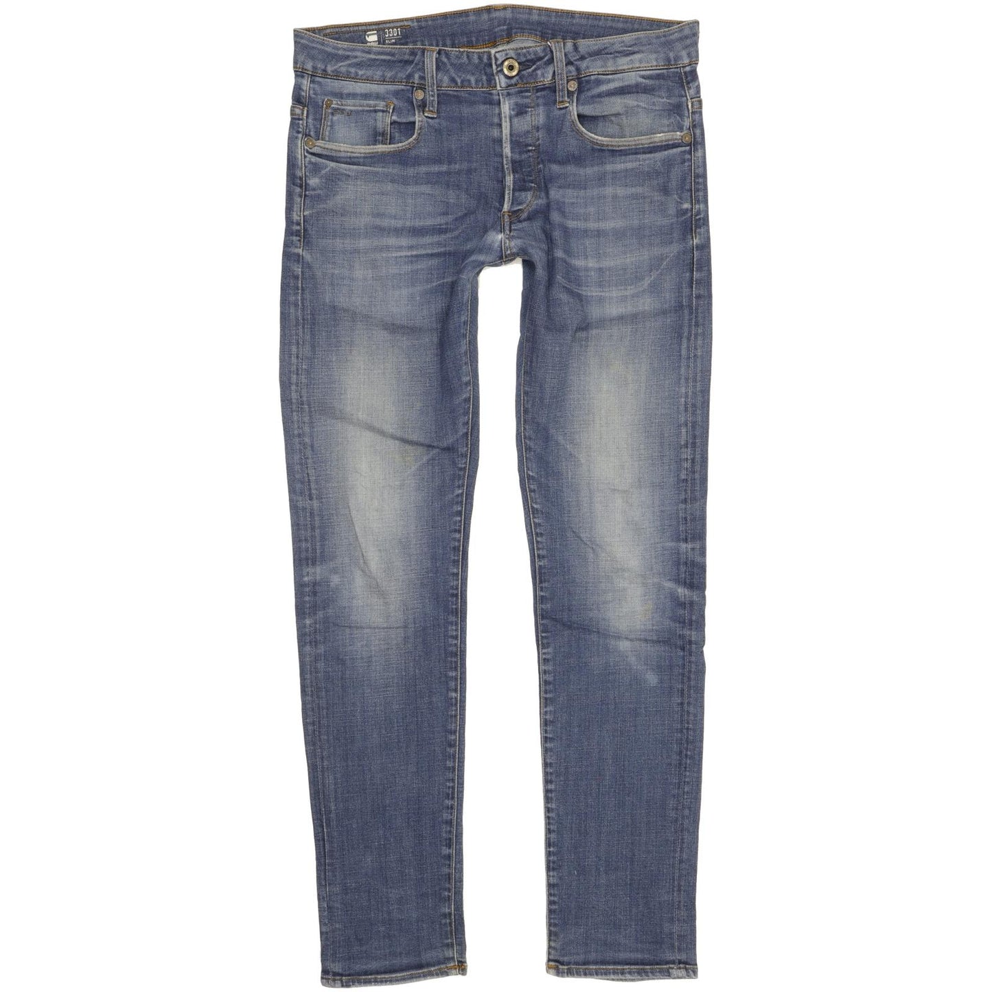 G-Star 3301 Men Blue Straight Slim Stretch Jeans W30 L32
