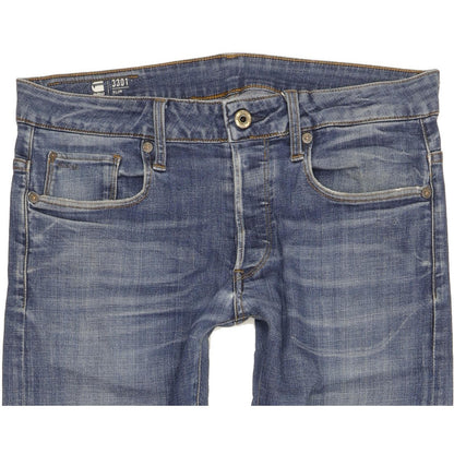 G-Star 3301 Men Blue Straight Slim Stretch Jeans W30 L32