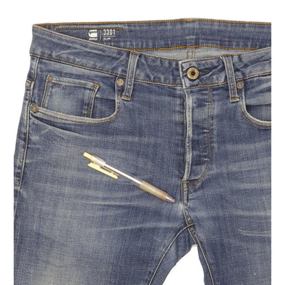 G-Star 3301 Men Blue Straight Slim Stretch Jeans W30 L32
