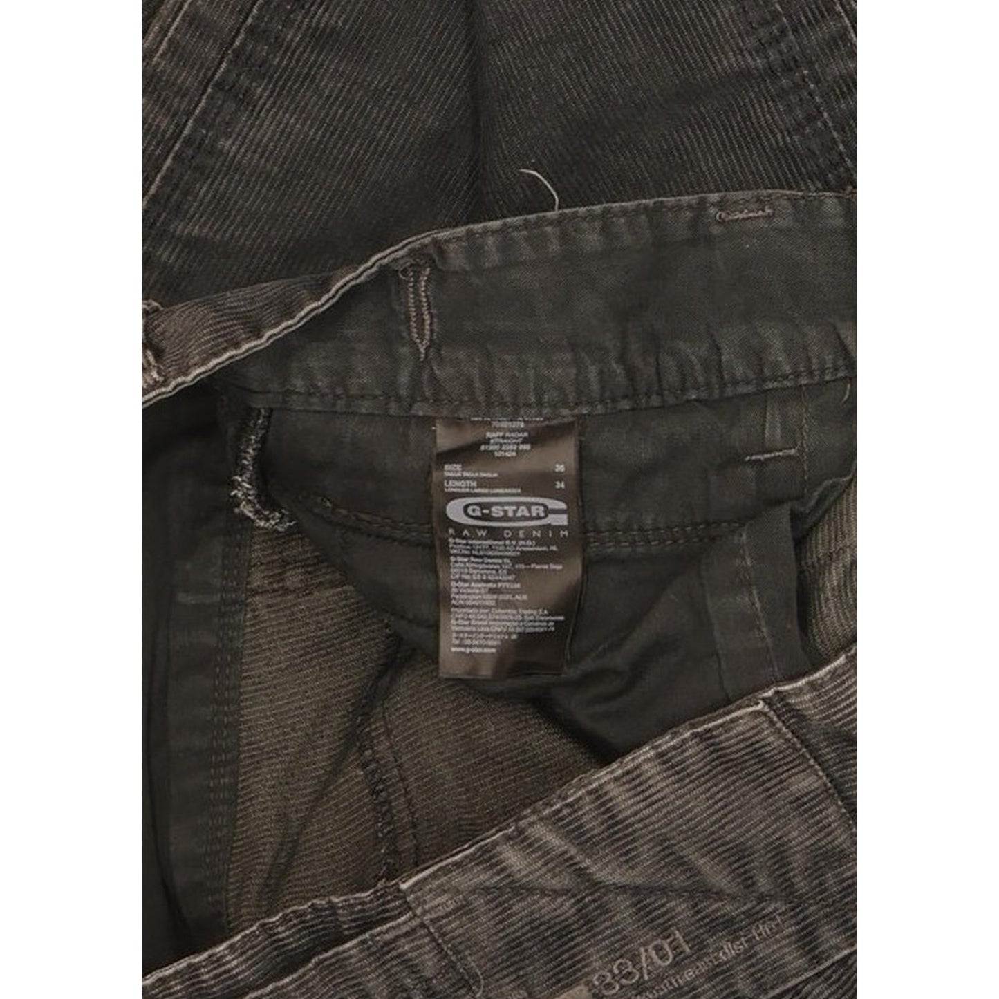 G-Star Raff Radar Men Charcoal Straight Regular Trousers W36 L34
