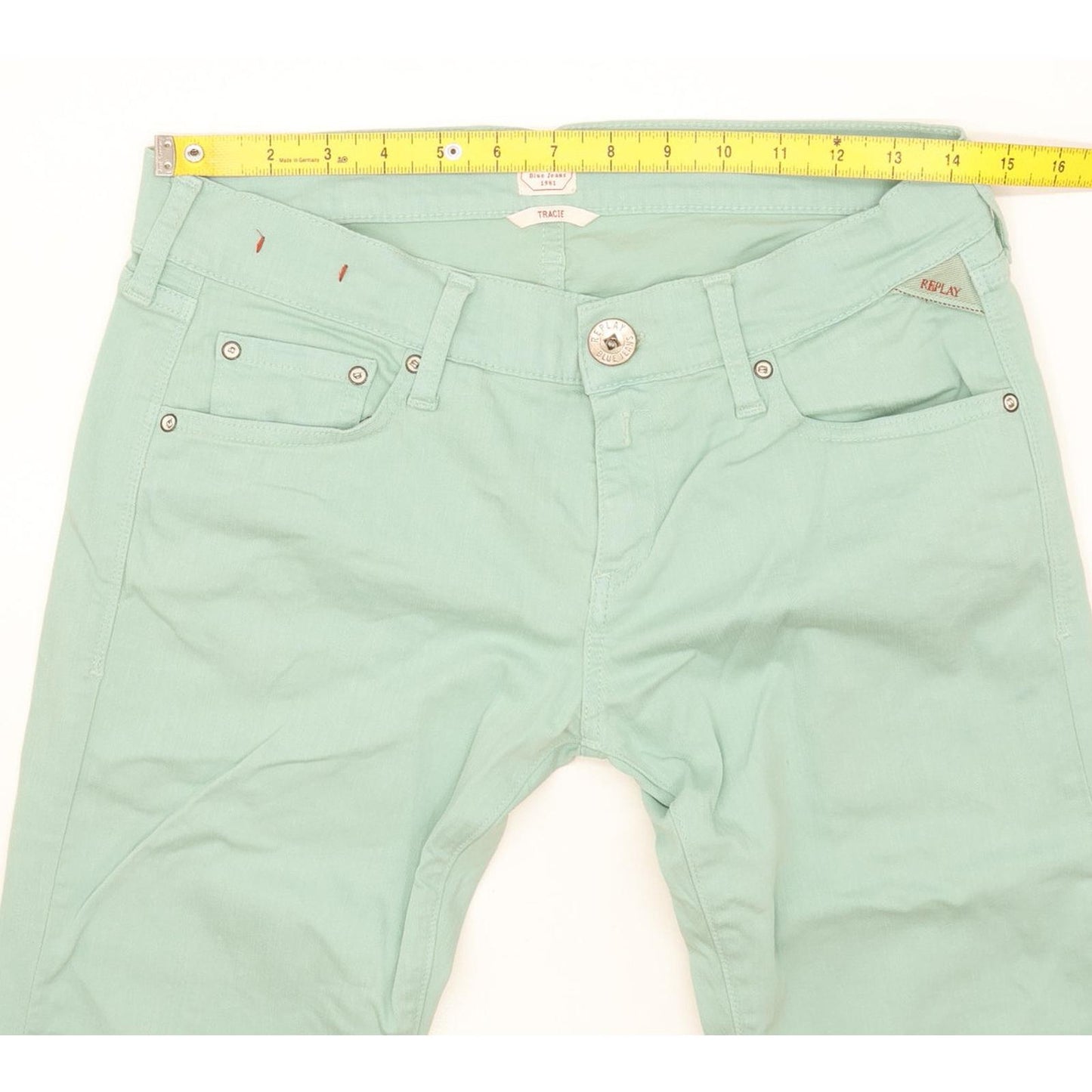 Replay Tracie Women Green Skinny Slim Stretch Jeans W28 L31