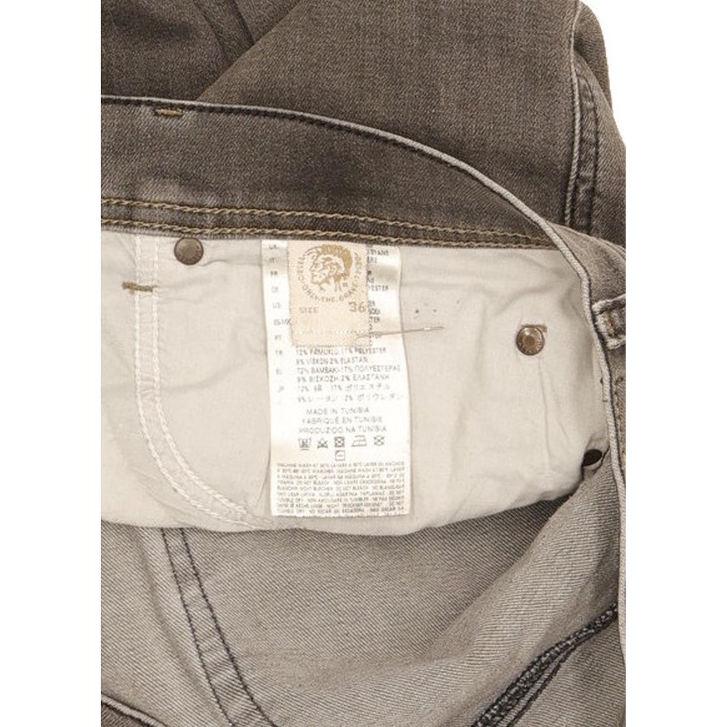 Diesel Tepphar 0662U Men Grey Tapered Slim Stretch Jeans W36 L34