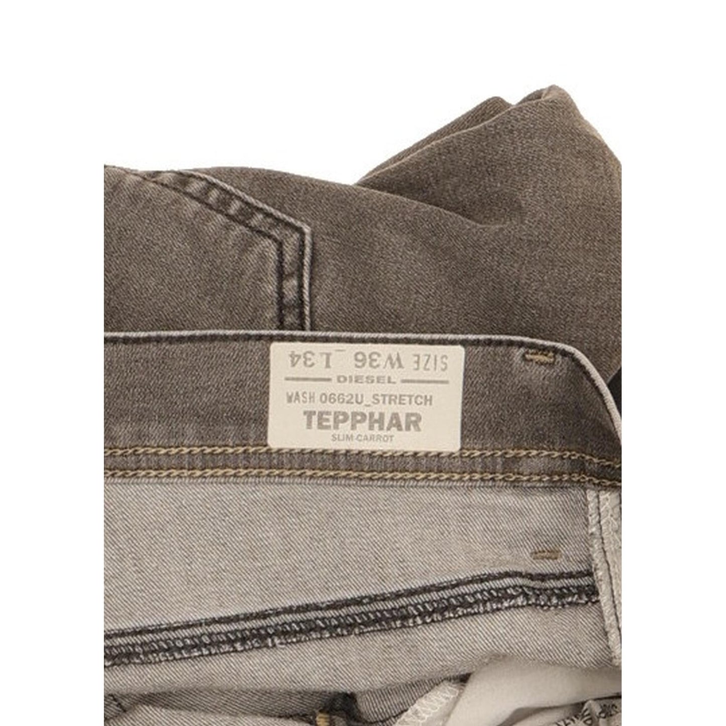 Diesel Tepphar 0662U Men Grey Tapered Slim Stretch Jeans W36 L34