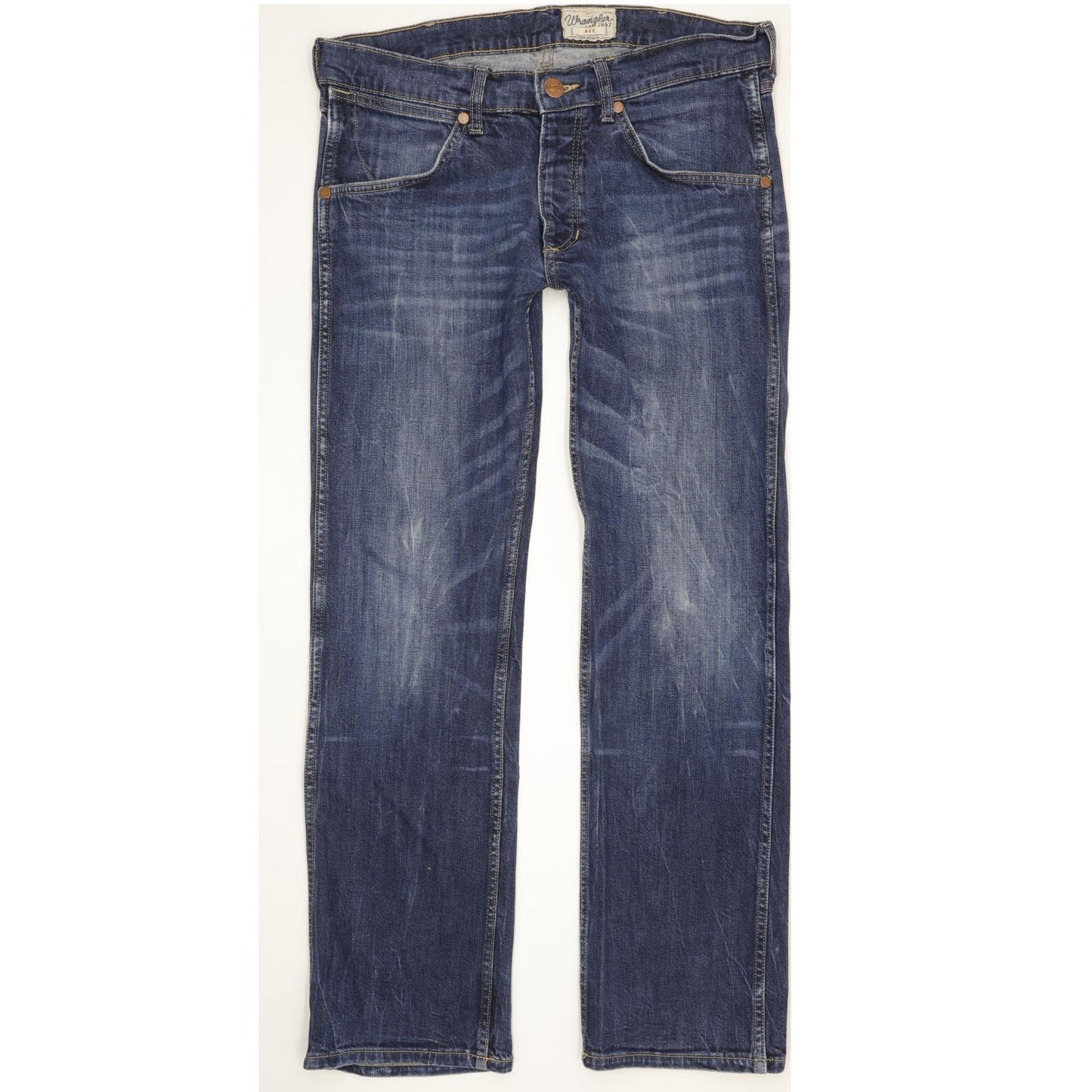 Wrangler Ace Men Blue Straight Regular Stretch Jeans W33 L30