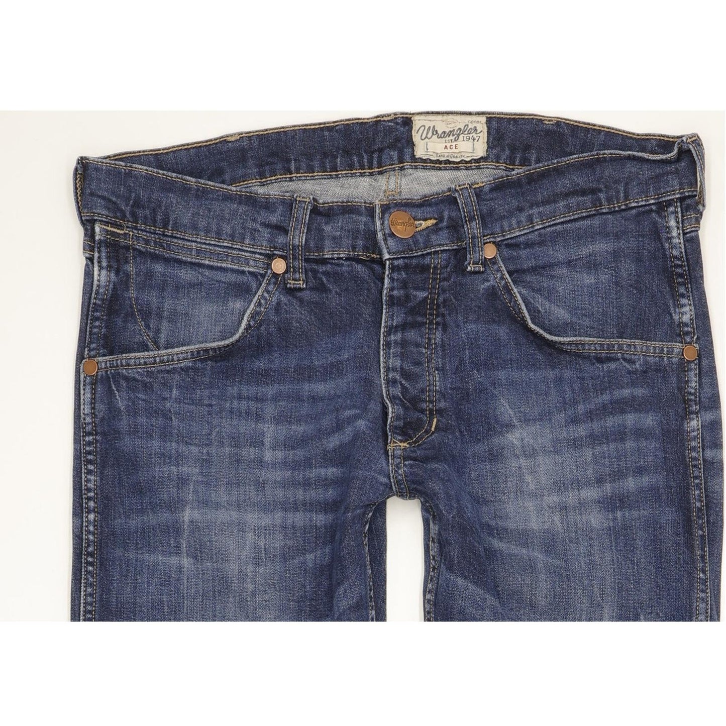 Wrangler Ace Men Blue Straight Regular Stretch Jeans W33 L30