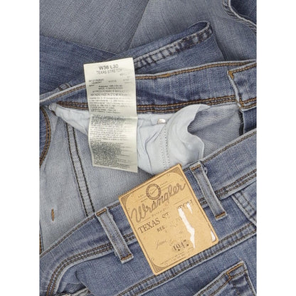Wrangler Texas Men Blue Straight Regular Stretch Jeans W36 L30