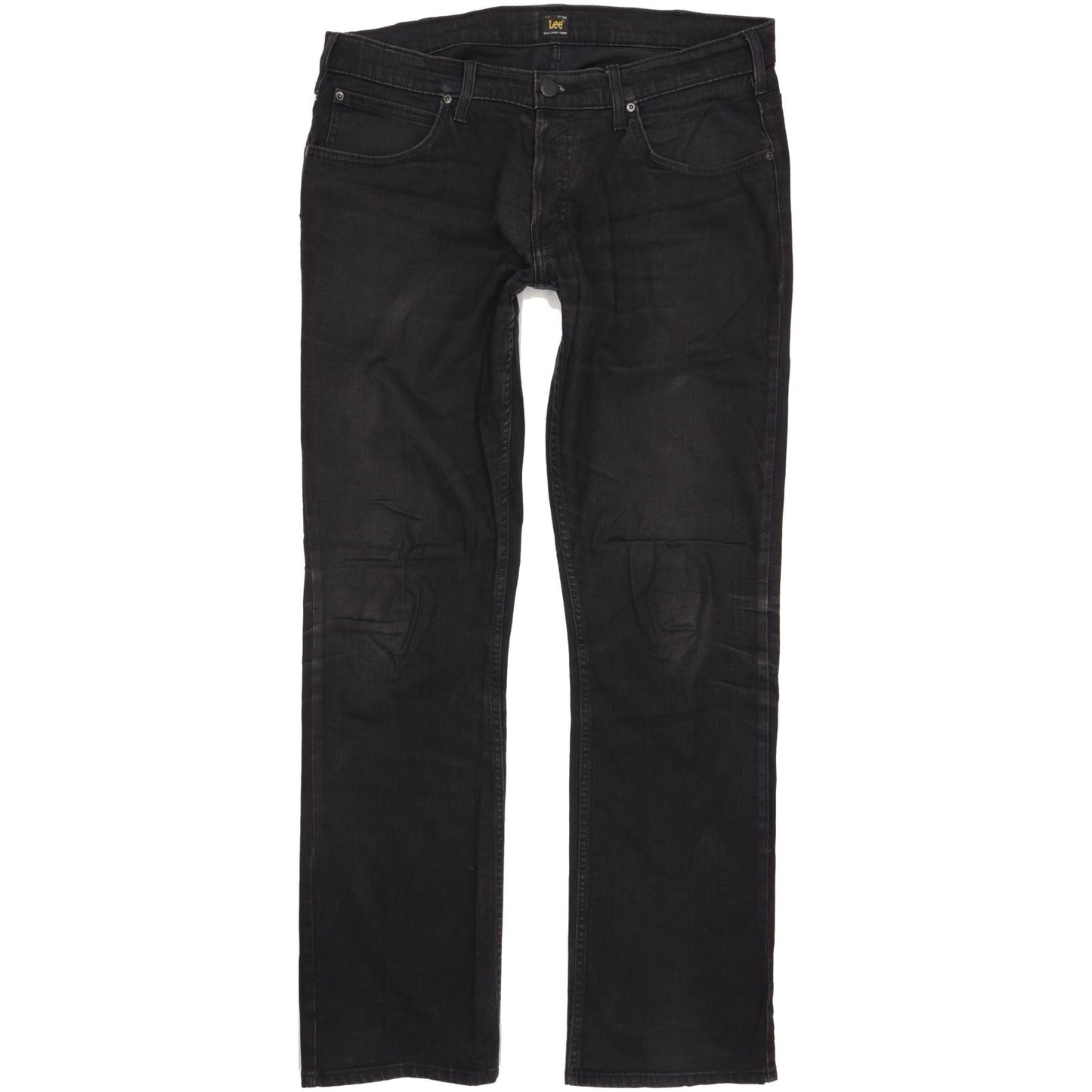 Lee Knox Men Black Straight Regular Stretch Jeans W36 L34