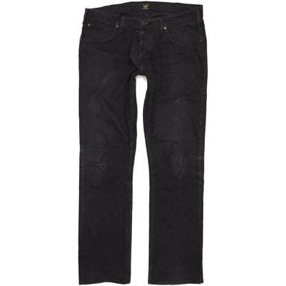 Lee Knox Men Black Straight Regular Stretch Jeans W36 L34