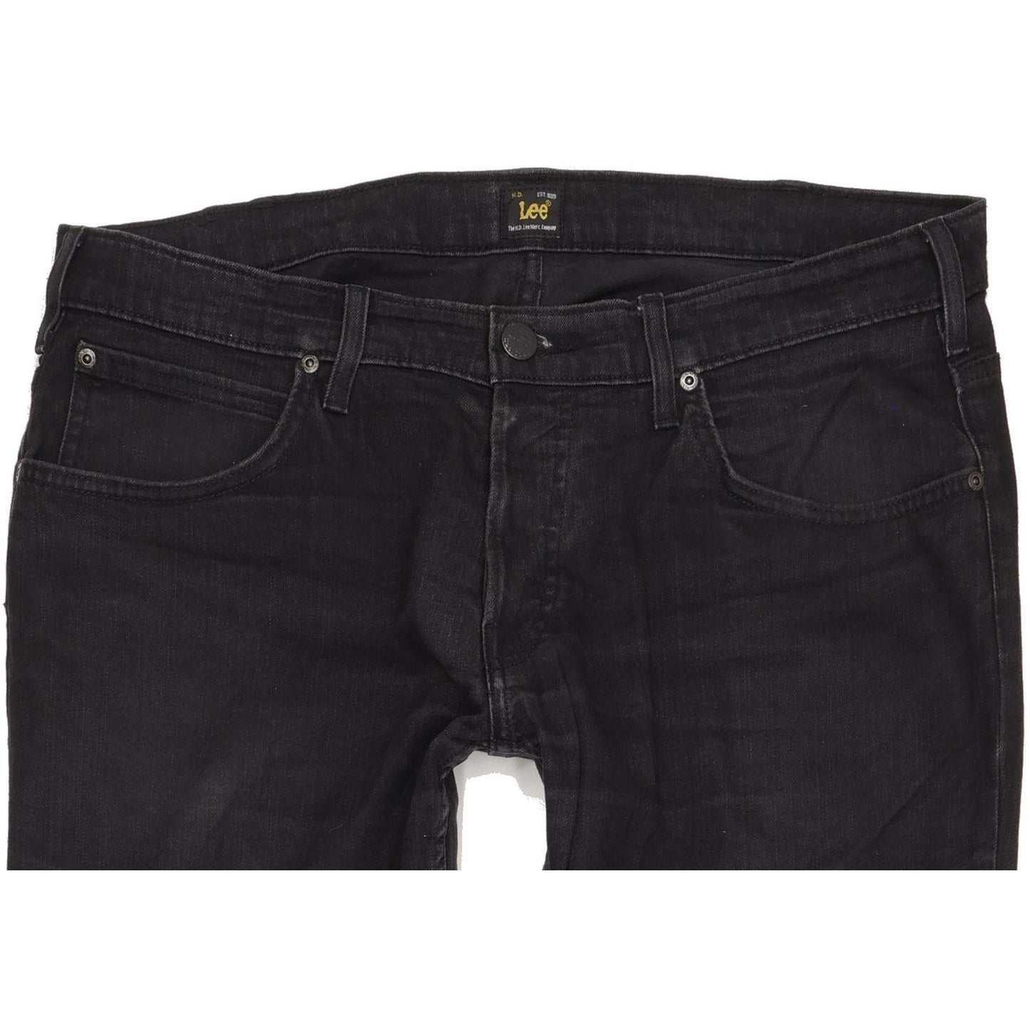 Lee Knox Men Black Straight Regular Stretch Jeans W36 L34