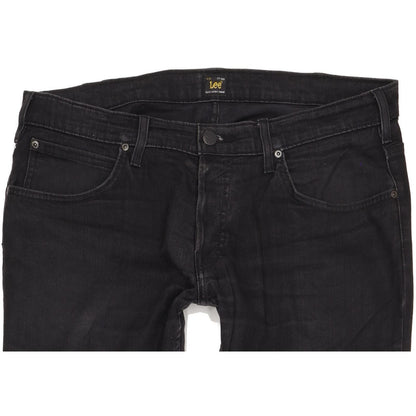 Lee Knox Men Black Straight Regular Stretch Jeans W36 L34