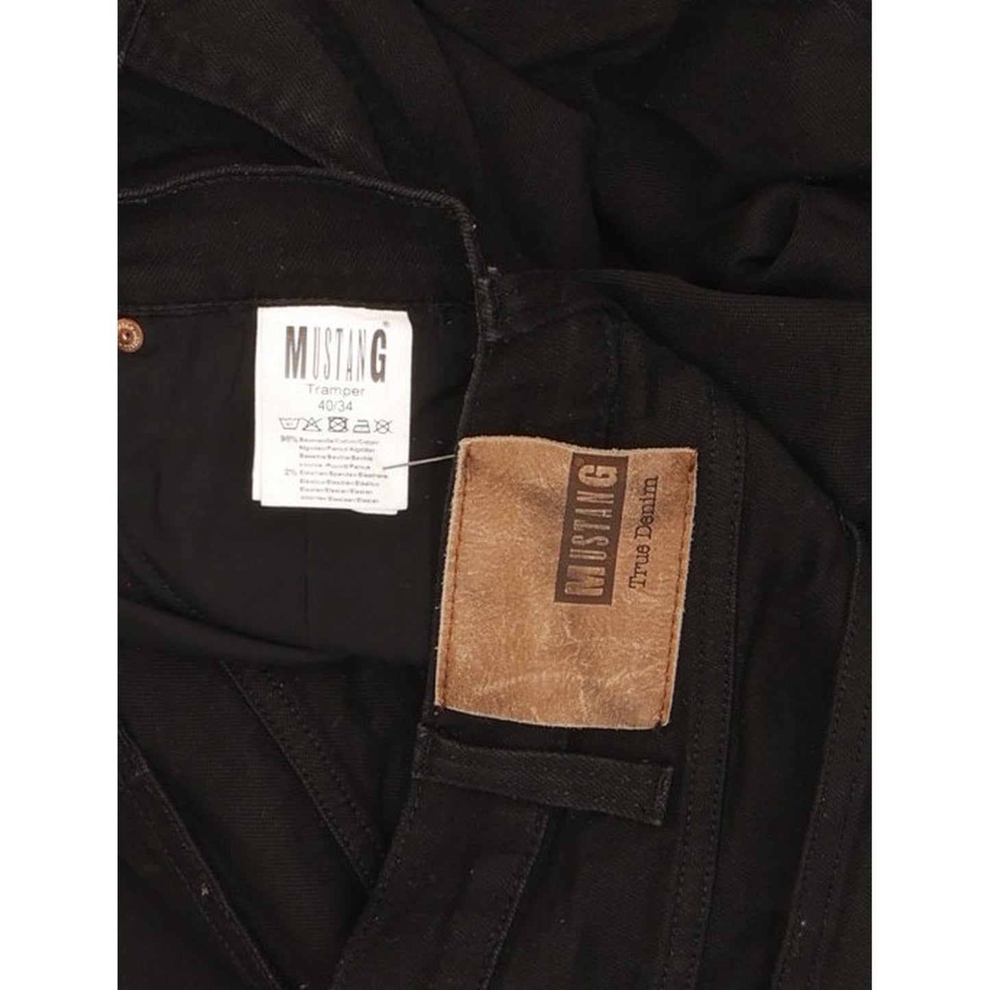 Mustang Tramper Men Black Straight Slim Stretch Jeans W40 L34