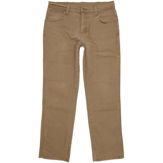 Wrangler Durable Quality Men Brown Straight Regular Stretch Jeans W33 L30