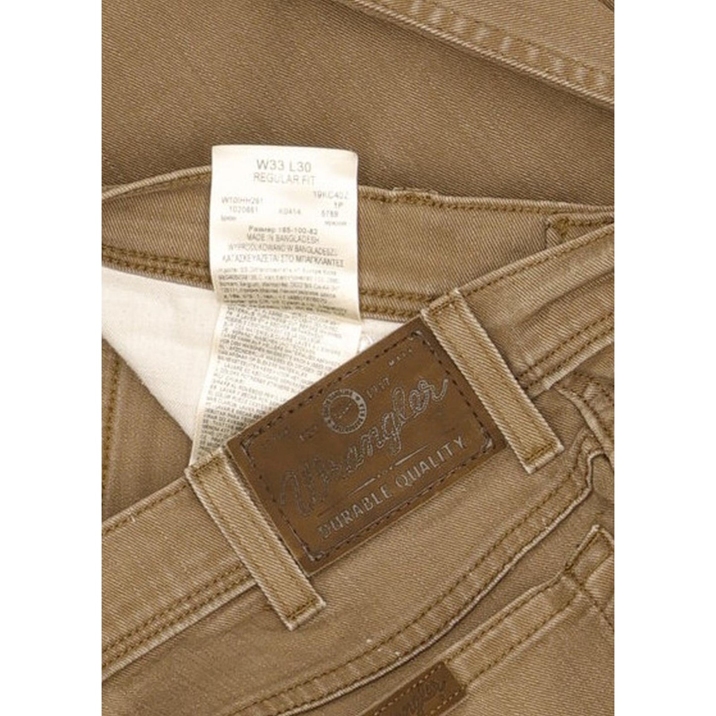 Wrangler Durable Quality Men Brown Straight Regular Stretch Jeans W33 L30