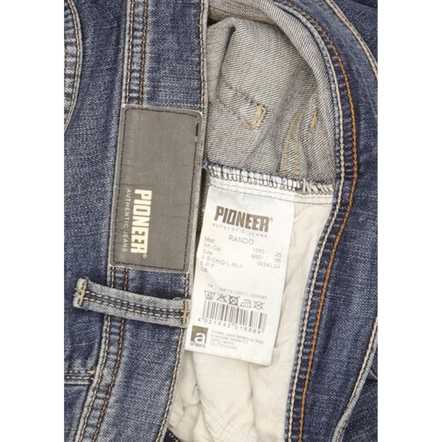 Pioneer Rando Men Blue Straight Regular Stretch Jeans W34 L34
