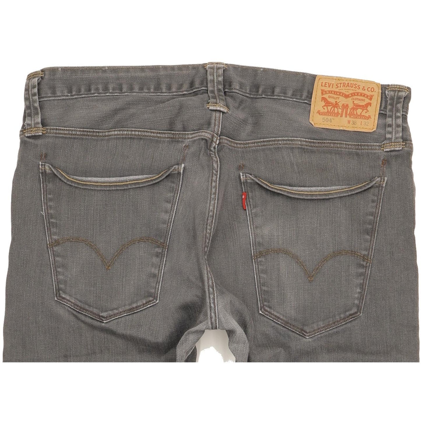 Levi's 504 Men Grey Straight Regular Stretch Jeans W38 L29