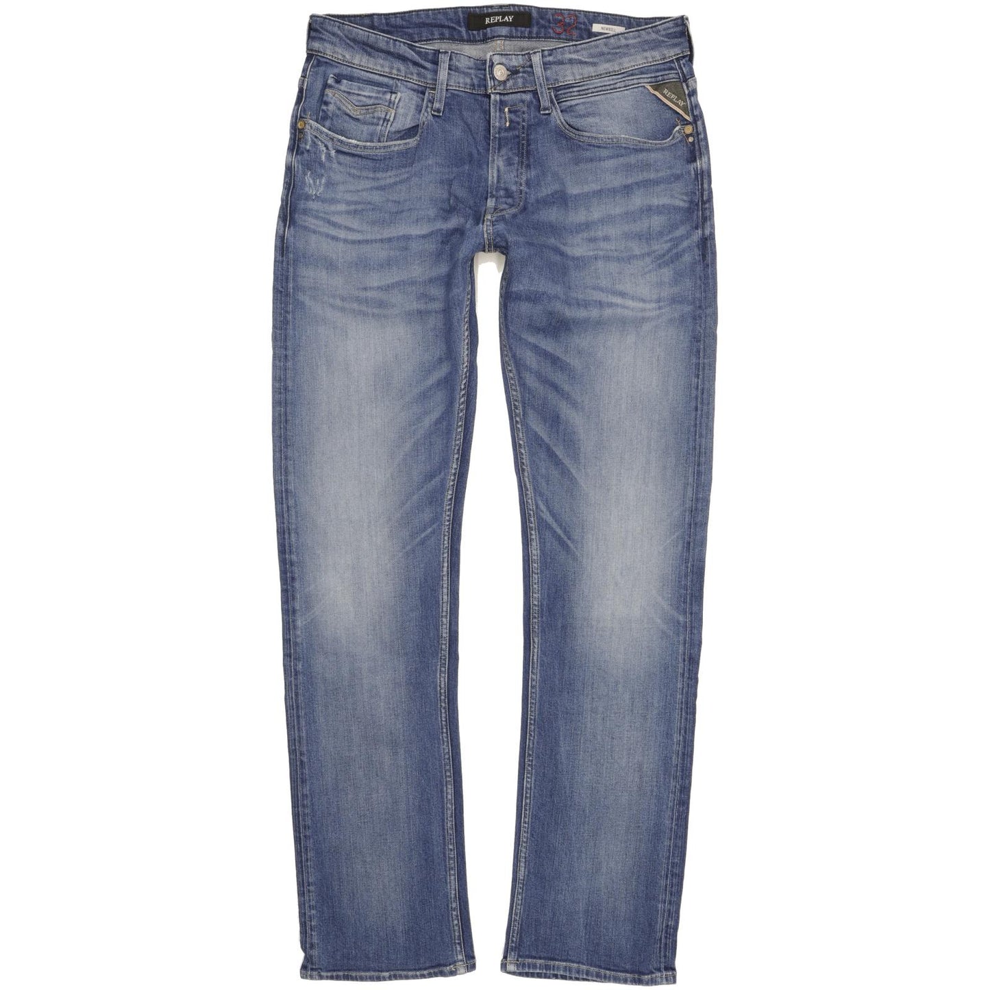 Replay Newbill Men Blue Straight Regular Stretch Jeans W32 L32