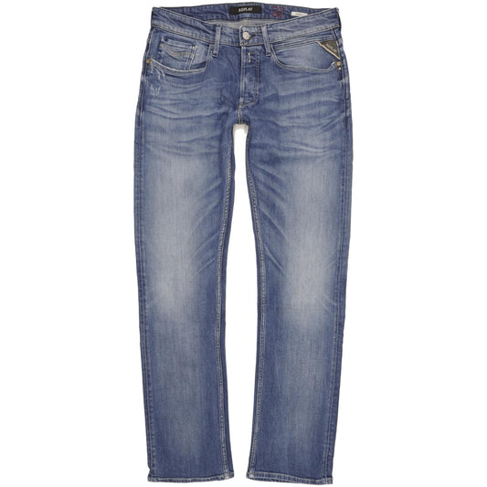 Replay Newbill Men Blue Straight Regular Stretch Jeans W32 L32