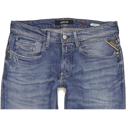 Replay Newbill Men Blue Straight Regular Stretch Jeans W32 L32