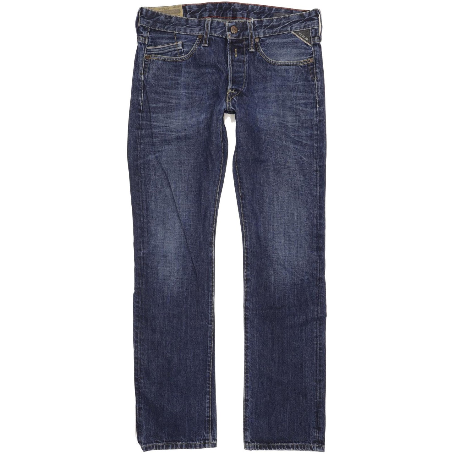 Replay Superior Men Blue Straight Regular Jeans W32 L34