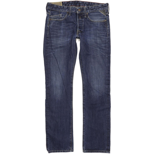 Replay Superior Men Blue Straight Regular Jeans W32 L34
