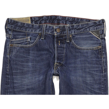 Replay Superior Men Blue Straight Regular Jeans W32 L34
