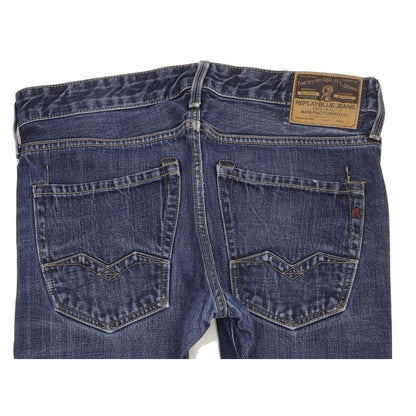 Replay Superior Men Blue Straight Regular Jeans W32 L34