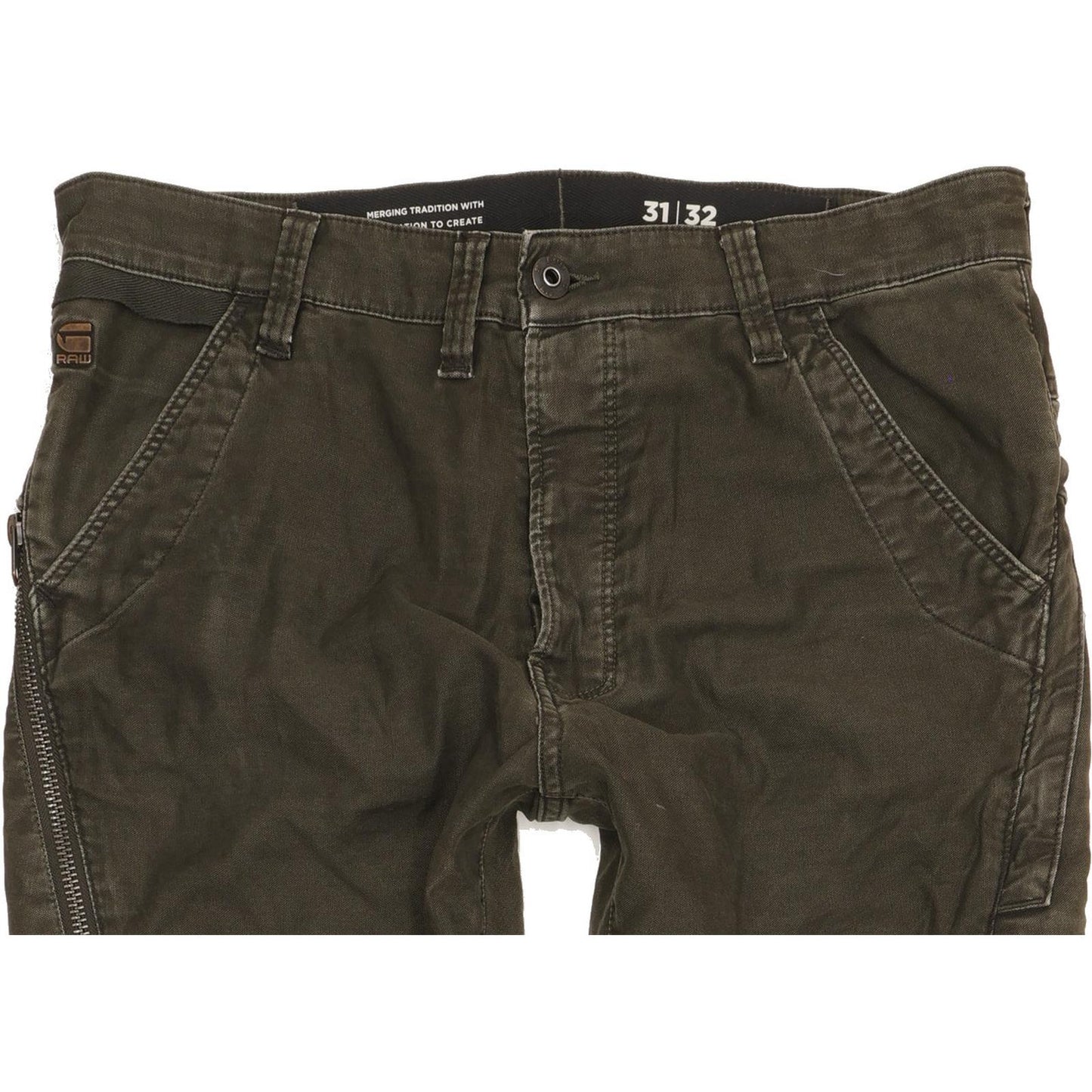 G-Star Citishield 3D Cargo Men Green Tapered Slim Stretch Jeans W32 L32