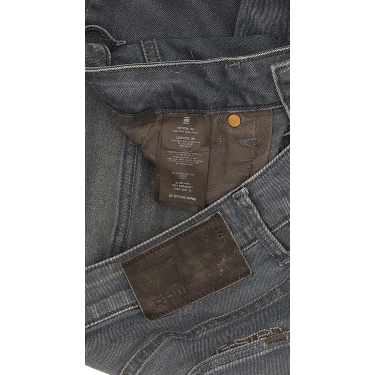 G-Star 3301 Men Blue Straight Regular Stretch Jeans W34 L35