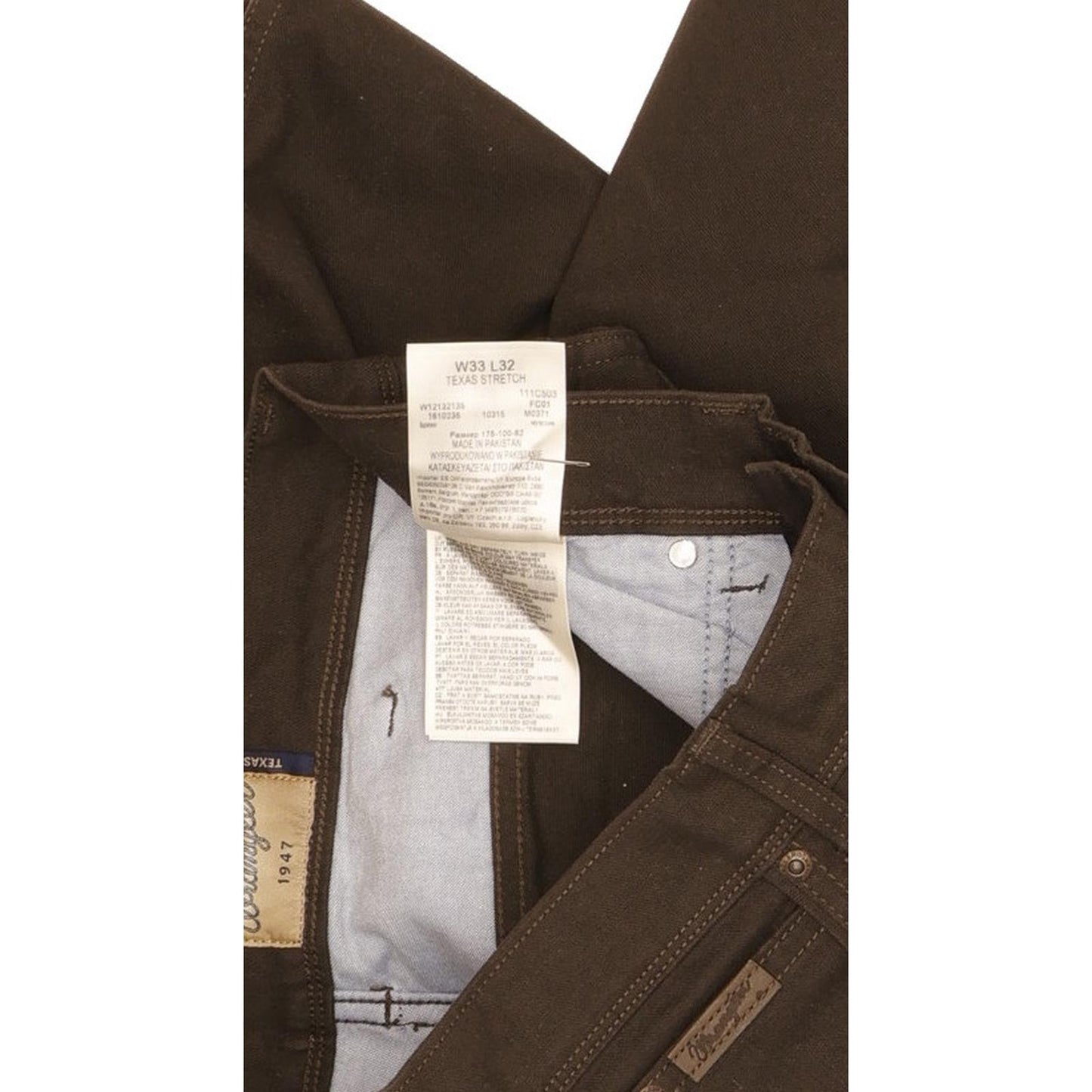 Wrangler Texas Men Brown Straight Regular Stretch Jeans W33 L32