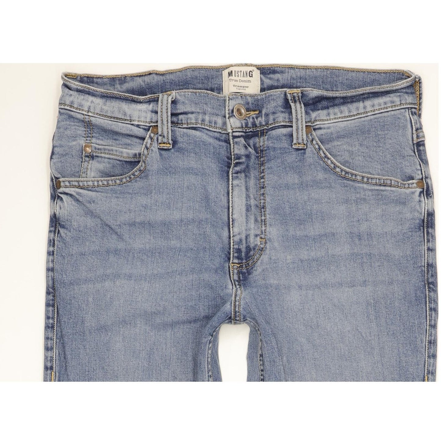 Mustang Tramper Men Blue Tapered Slim Stretch Jeans W32 L34