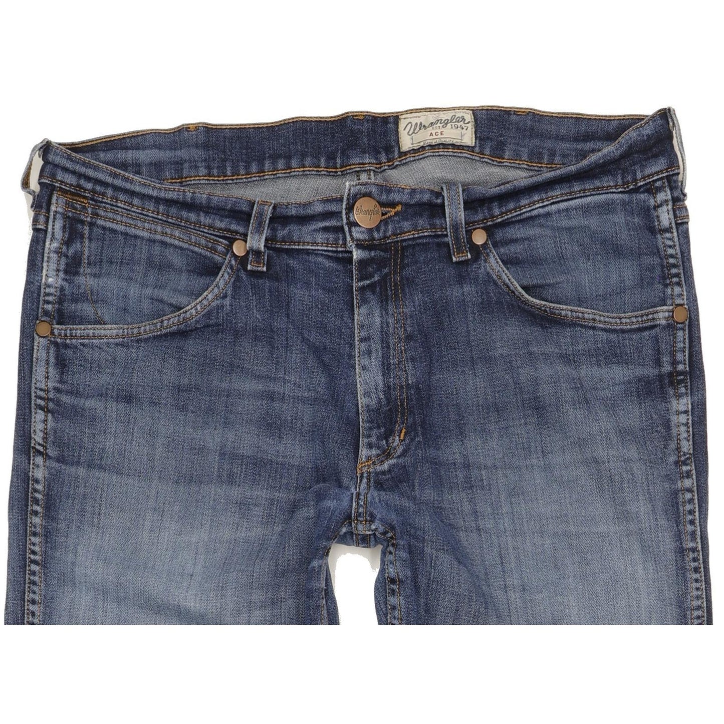 Wrangler Ace Men Blue Straight Regular Stretch Jeans W34 L33