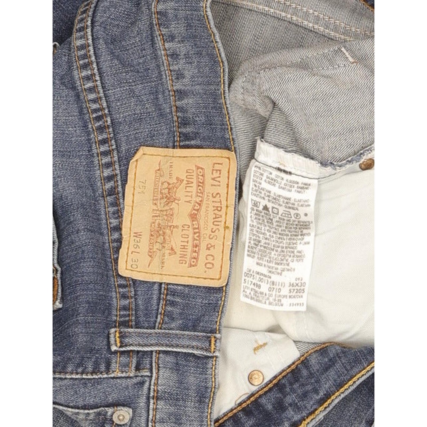Levi's 751 Men Blue Straight Regular Stretch Jeans W36 L30