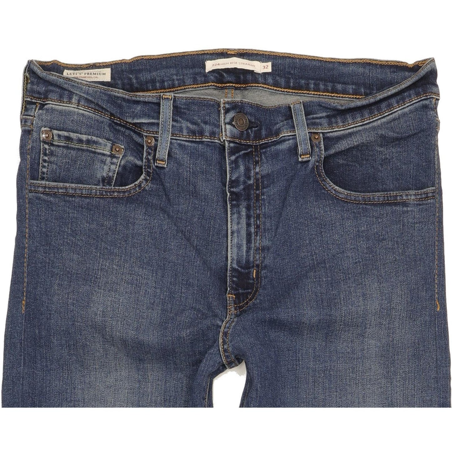 Levi's 724 Blue Straight Slim Stretch Jeans High Waisted W32 L30