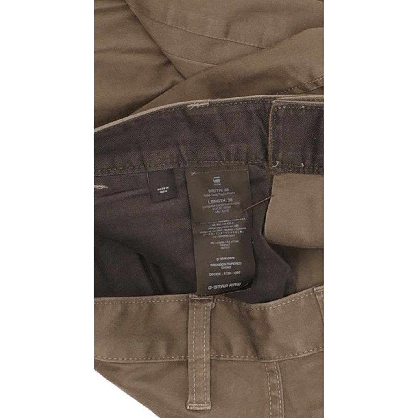 G-Star Bronson Men Brown Tapered Regular Chino Stretch Jeans W33 L34
