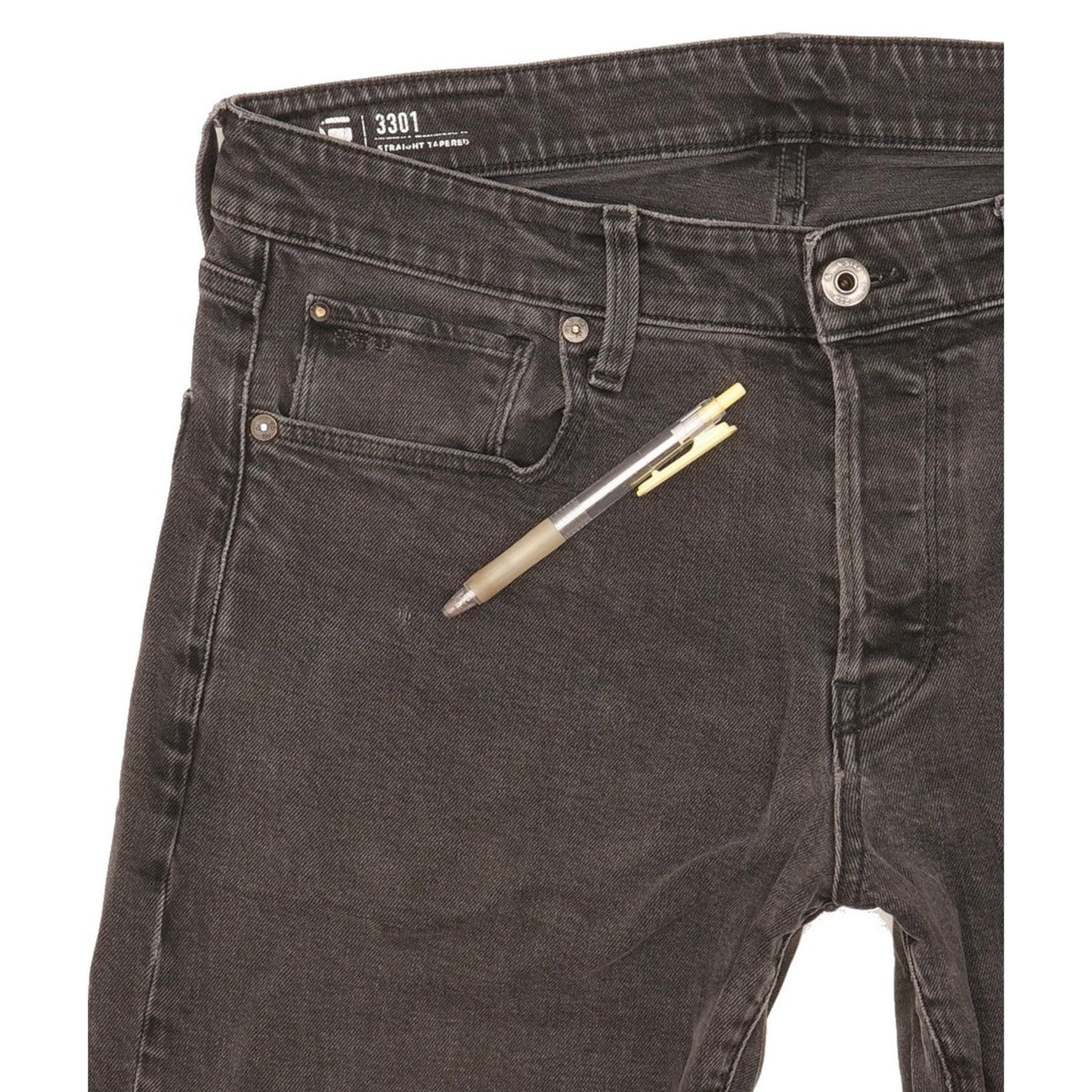 G-Star 3301 Men Charcoal Tapered Regular Stretch Jeans W34 L37