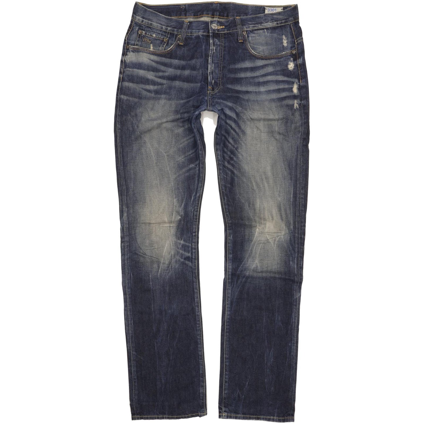 G-Star 3301 Men Blue Straight Regular Jeans W36 L36