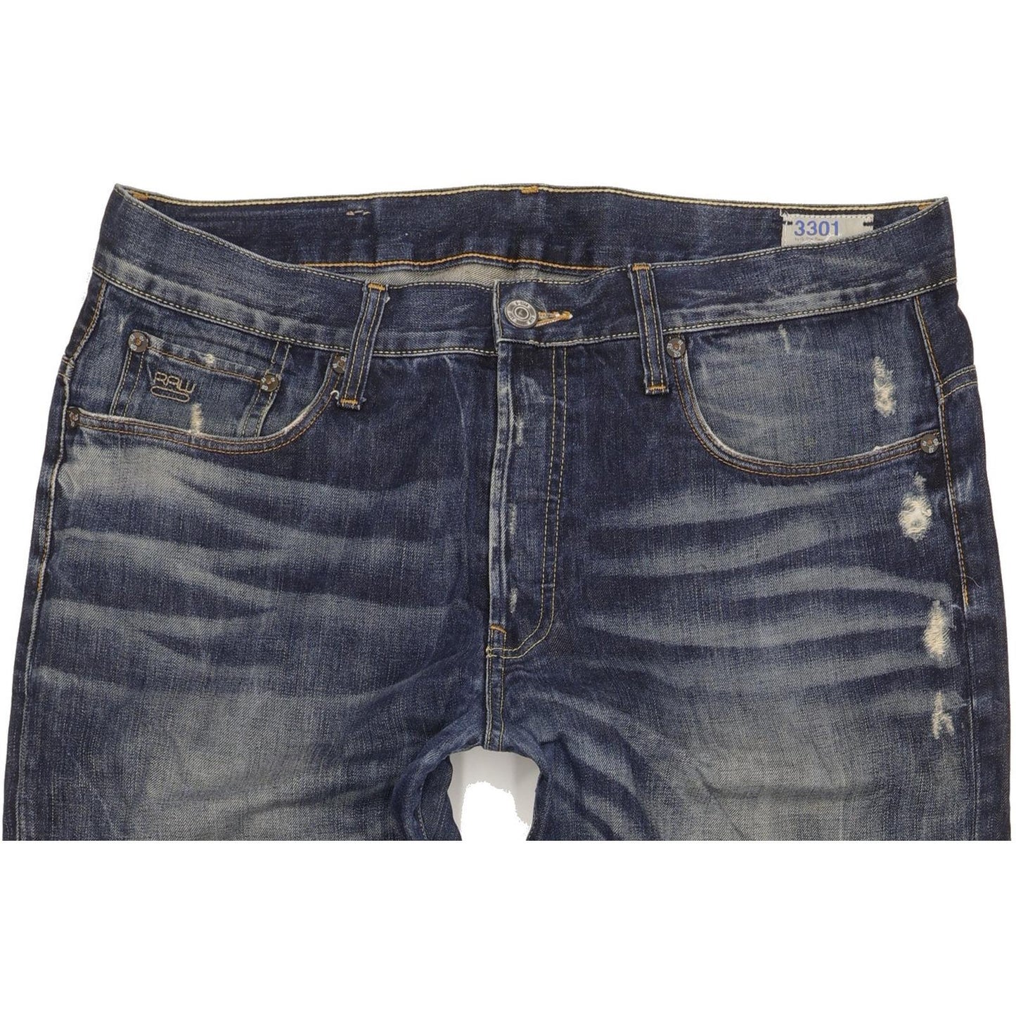 G-Star 3301 Men Blue Straight Regular Jeans W36 L36