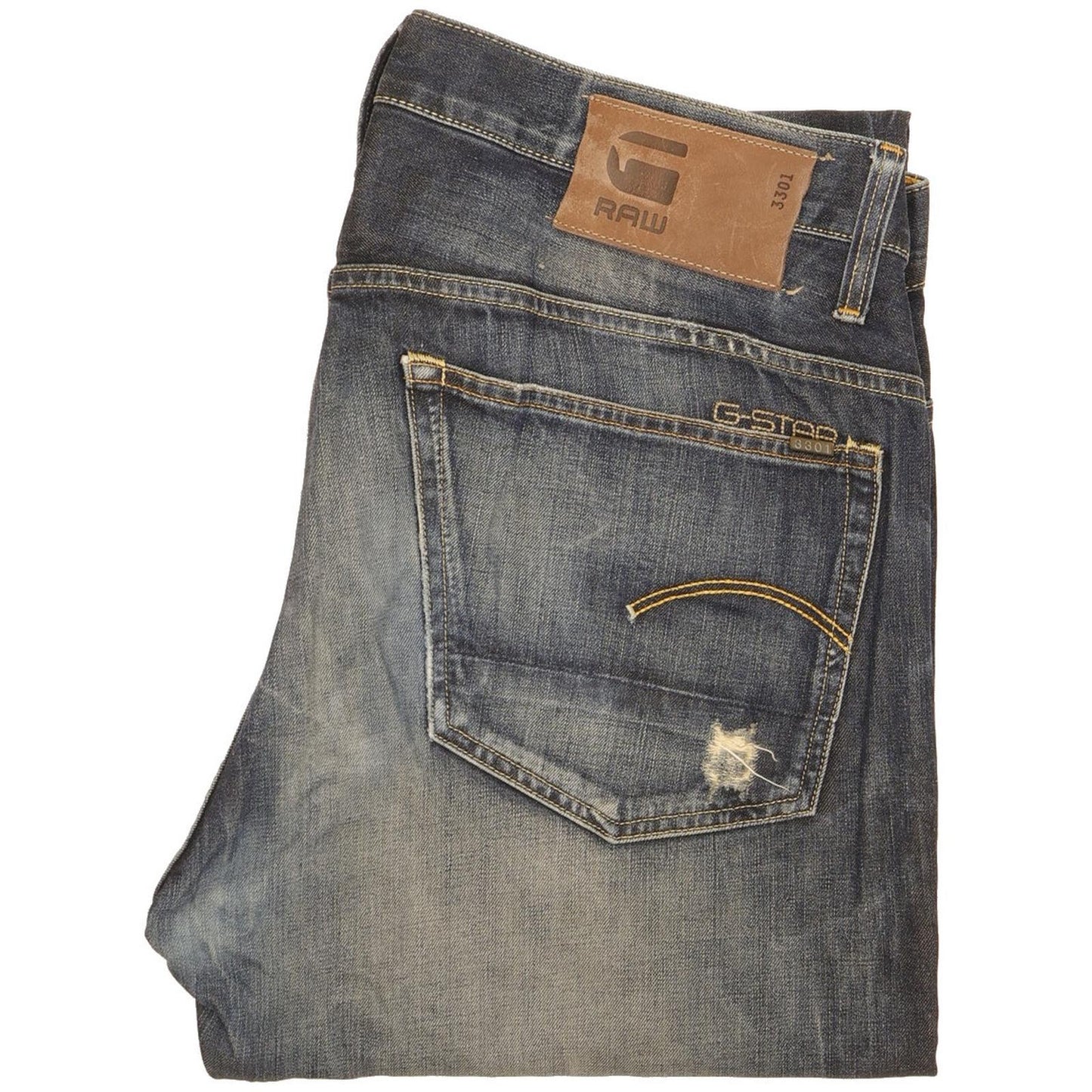 G-Star 3301 Men Blue Straight Regular Jeans W36 L36