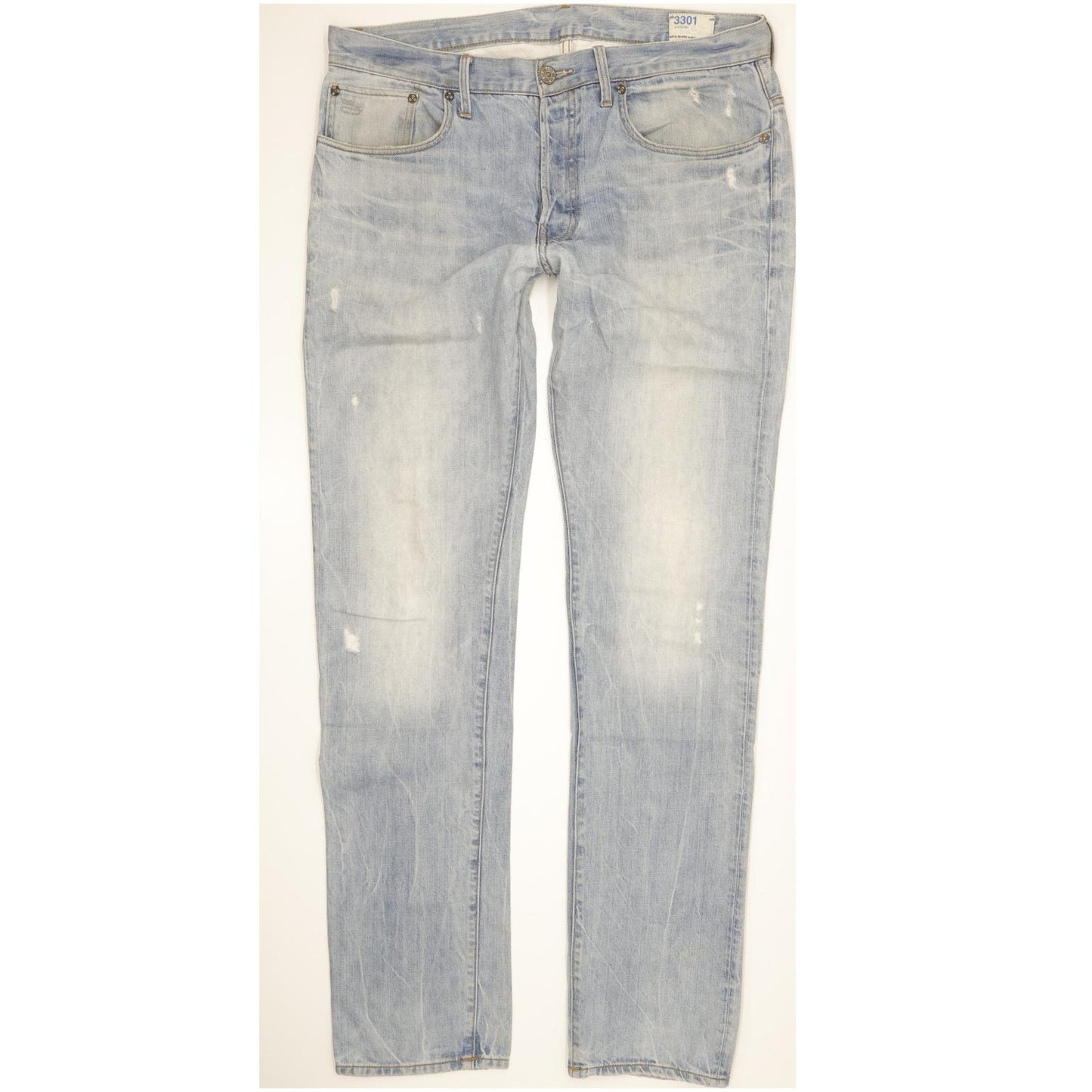 G-Star 3301 Men Blue Straight Regular Jeans W36 L36