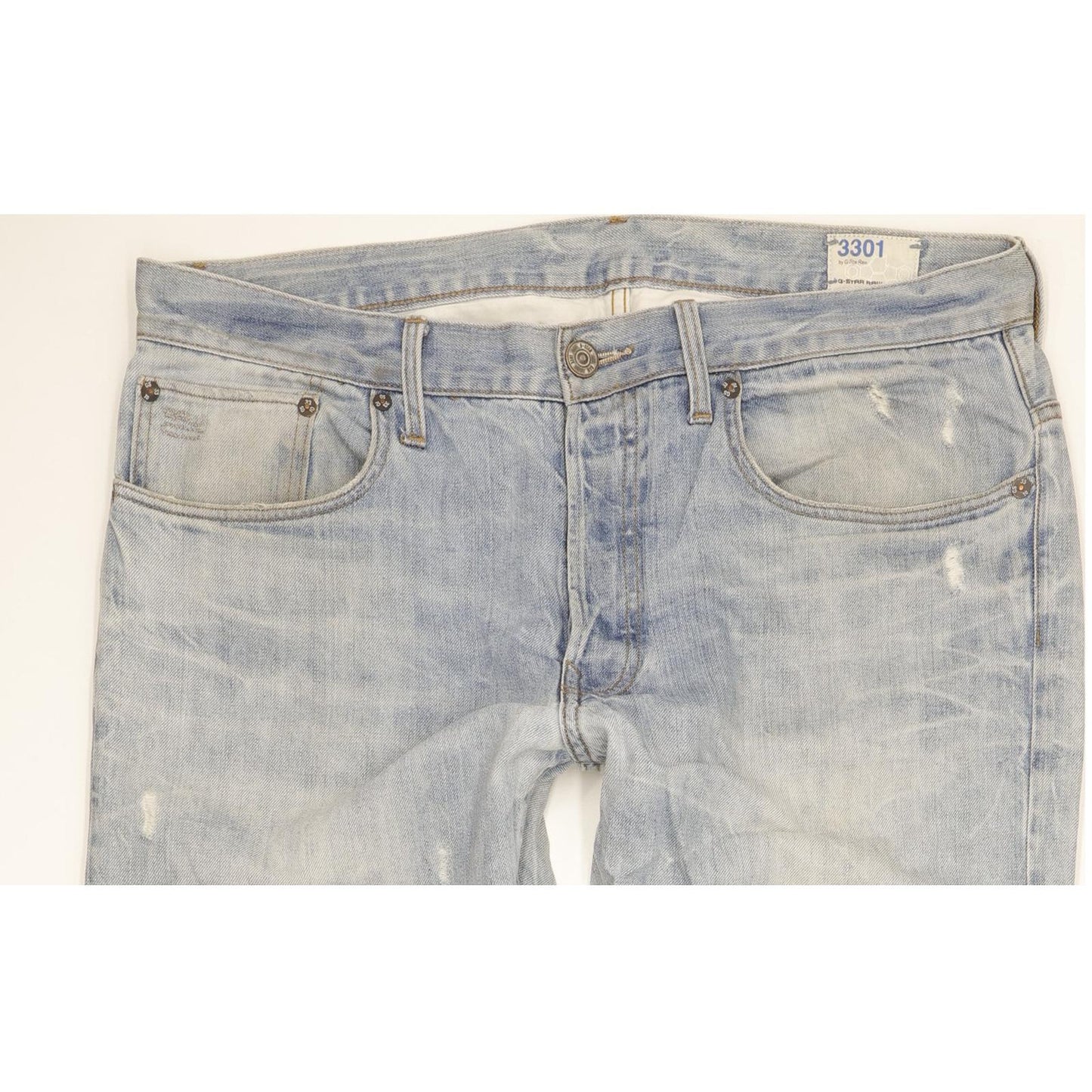 G-Star 3301 Men Blue Straight Regular Jeans W36 L36