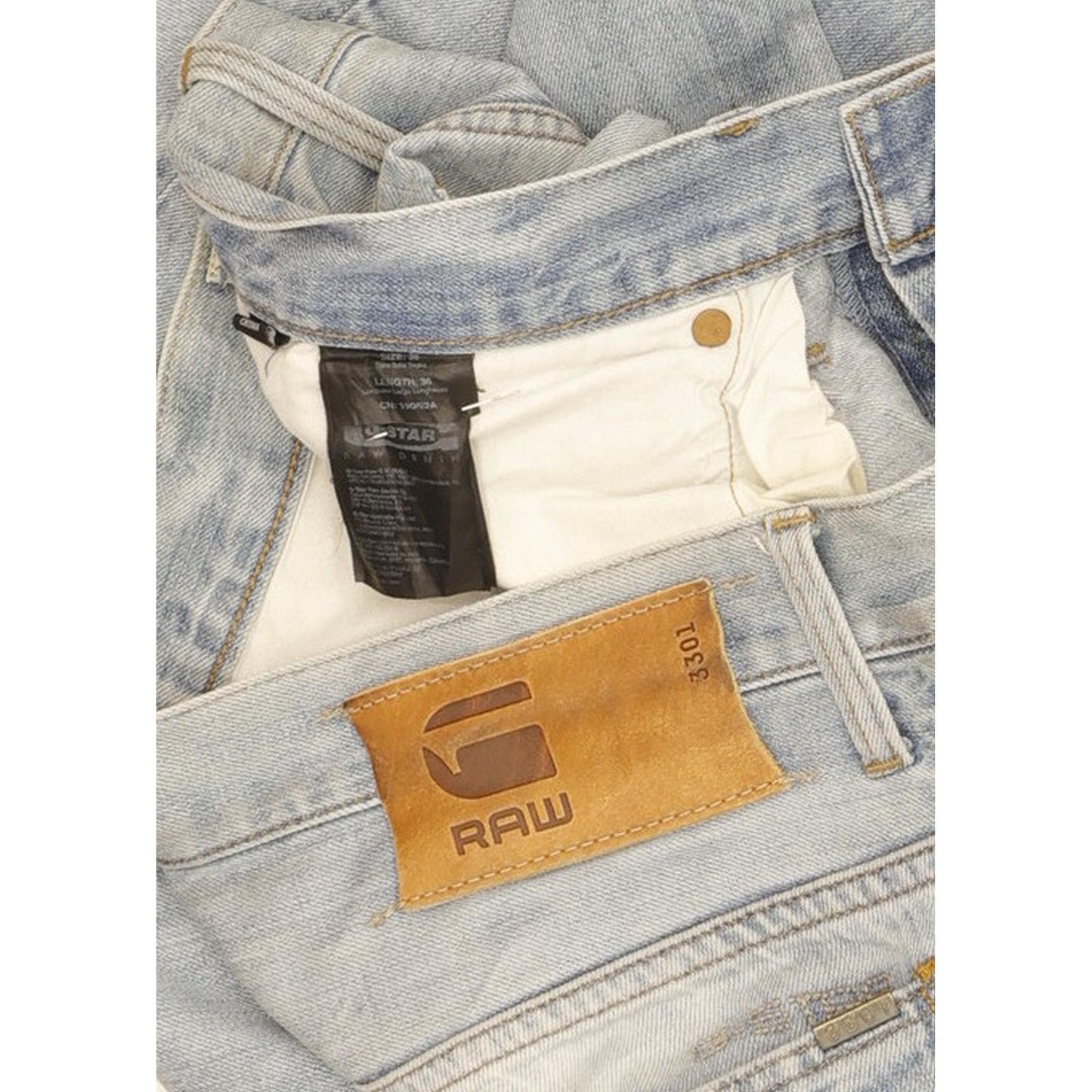 G-Star 3301 Men Blue Straight Regular Jeans W36 L36