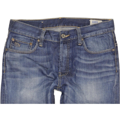 G-Star 3301 Men Blue Straight Slim Jeans W34 L36