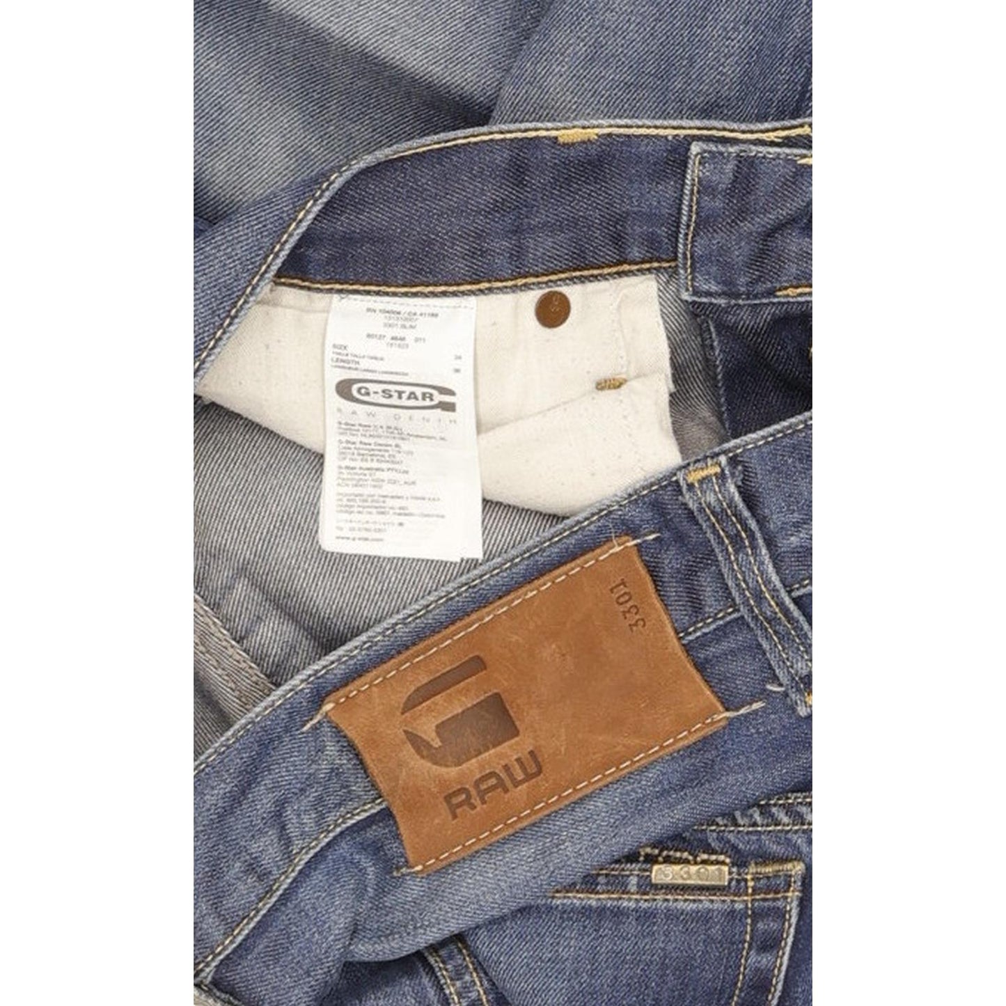 G-Star 3301 Men Blue Straight Slim Jeans W34 L36