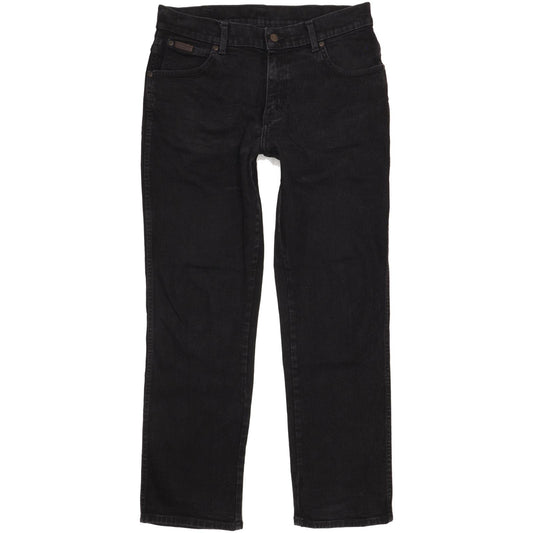 Wrangler Texas Men Black Straight Regular Stretch Jeans W35 L32