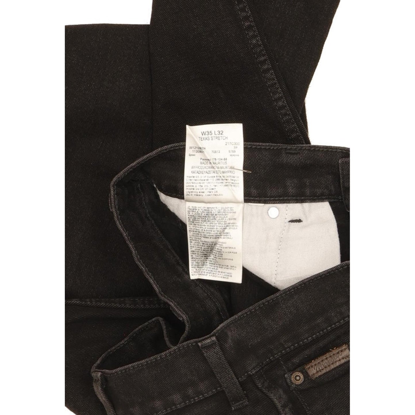 Wrangler Texas Men Black Straight Regular Stretch Jeans W35 L32
