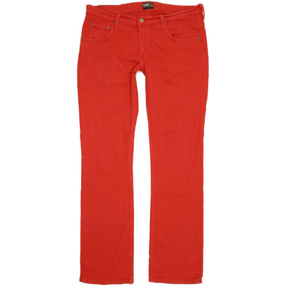 Lee Knox Men Red Straight Regular Stretch Jeans W36 L34
